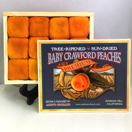 DRIED BABY CRAWFORD PEACHES - PREMIUM (WOOD GIFT BOX) 1 LB